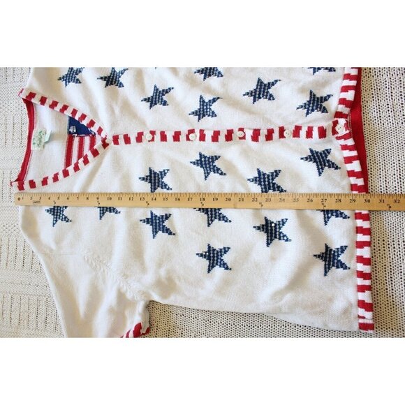 Quacker Factory Stars sequins Patriotic American Flag Sweater 3X Short Sleeve - Picture 3 of 11